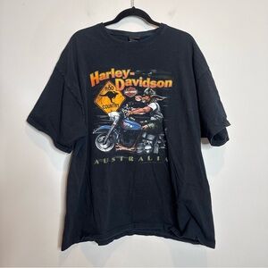 Vintage 90s Harley Davidson Motorcycle T Shirt Australia Black Size 2XL Funny